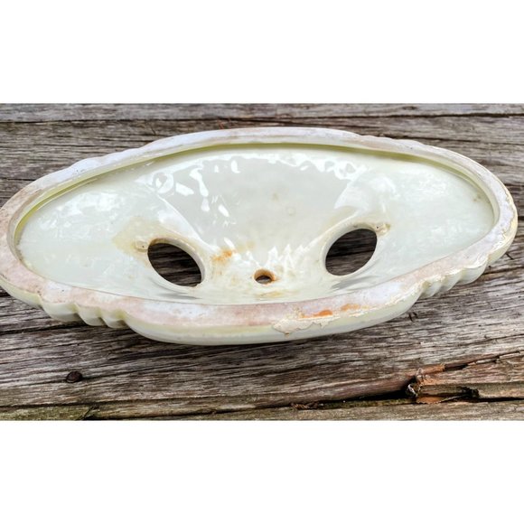 Art Deco 1930s Flush Mount Ceiling Fixture Light Porcelain Ceramic Floral - Picture 8 of 16